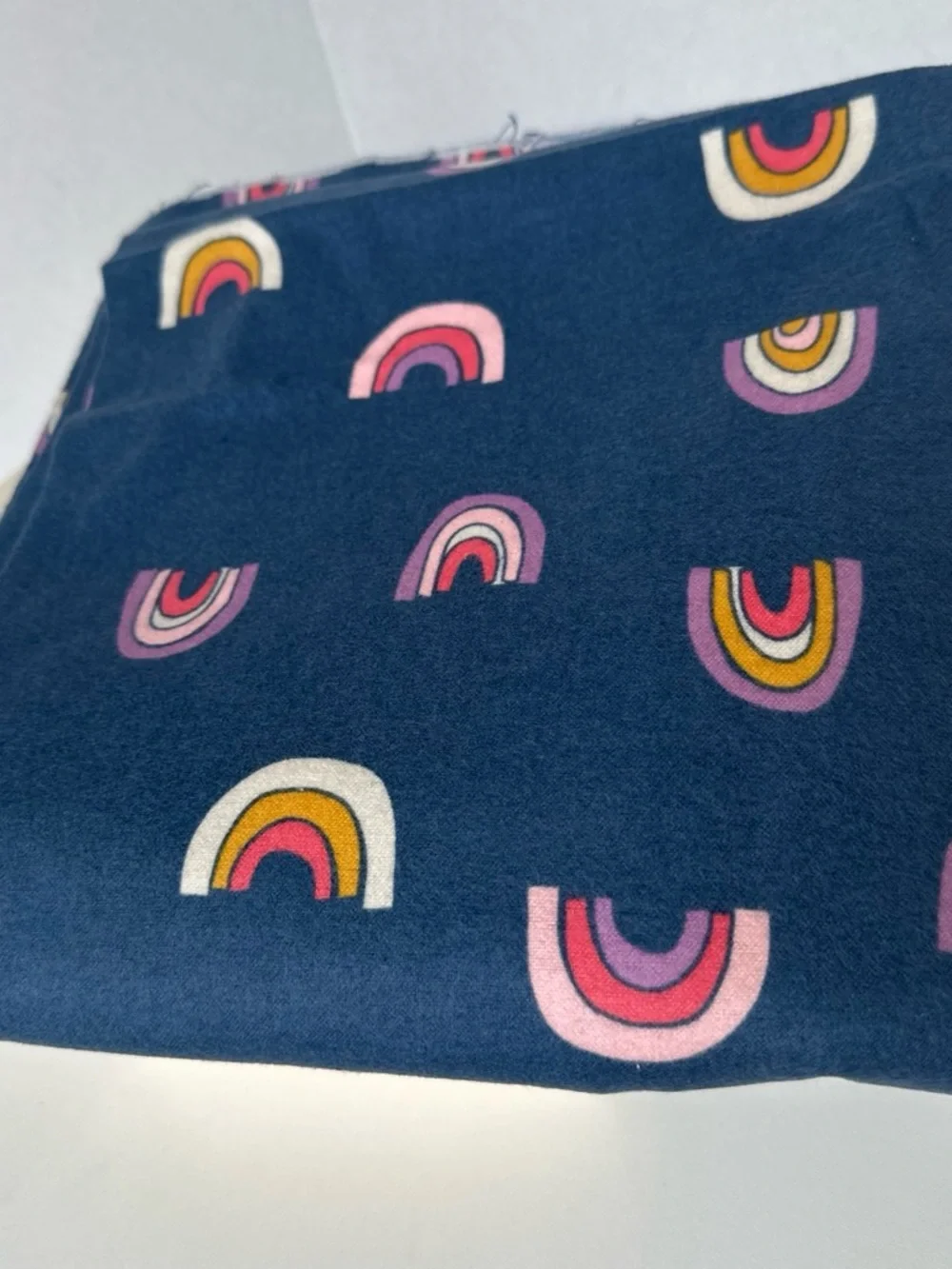 2 Yards Joann Fabrics Navy Rainbow Motif “Snuggle Flannel” Cotton Fabric